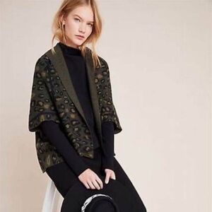 Anthropologie Akemi + Kim Animal Print Cardigan In Green Color O/S